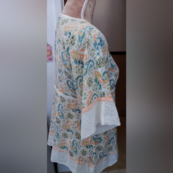 DKNY ~ Y2K Pastel Paisley Metallic Thread Blouse – Size 9 - Picture 9 of 11